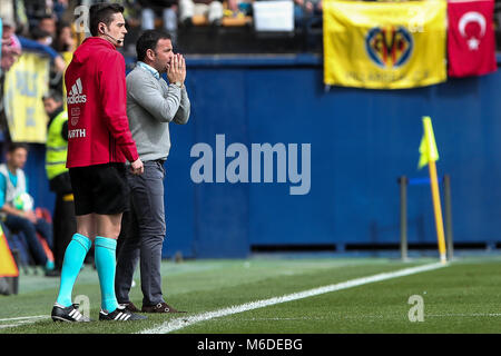 Villarreal, Espagne. 06Th Mar, 2018. Entraîneur de Villarreal CF Javi Calleja au cours de l'espagnol La Liga Santander match de foot entre Villarreal CF vs Girona FC lors de la Ceramica Stadium le 3 mars 2018. Más Información Gtres Crédit : Comuniación sur ligne, S.L./Alamy Live News Banque D'Images