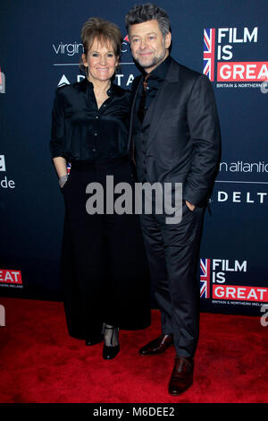 LA, Californie. 2 mars 2018. Lorraine Ashbourne et Andy Serkis participant à la 'grande' est Film film britannique de la réception en l'honneur des personnes proposées par le 90th Annual Academy Awards à la résidence britannique le 2 mars 2018 à Los Angeles, Californie. Banque D'Images