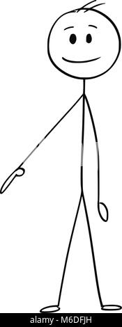 Caricature de Businessman pointant vers la droite et vers le bas Illustration de Vecteur