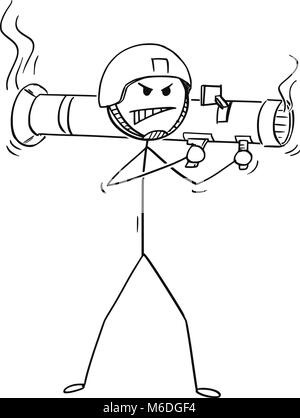 Caricature de tir Soldat de Rocket Launcher Illustration de Vecteur