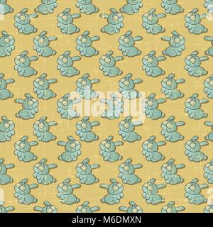 Vintage vector seamless pattern avec le lapin de dessin animé Illustration de Vecteur