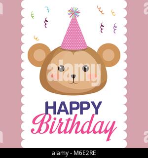 Carte De Souhaits Joyeux Anniversaire Avec Monkey Gift Image Vectorielle Stock Alamy