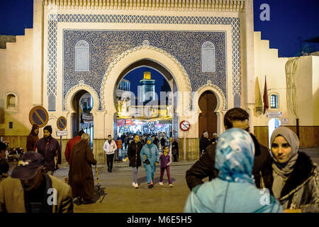 La porte Bab Bou Jeloud, Médina Fès,Maroc. Banque D'Images