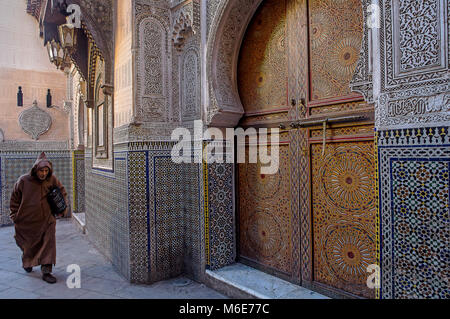 Façade de Zaouia Sidi Ahmed Tijani, Médina, Fès.Maroc Banque D'Images