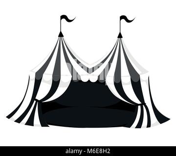 Silhouette de cirque ou de Carnival tente avec drapeaux et marbre rouge sur fond blanc d'illustration vectorielle page site web et mobile app design Illustration de Vecteur