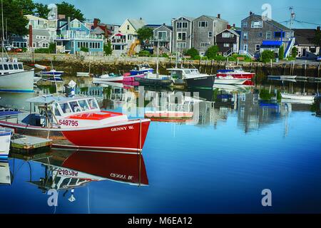 Port très animé de bateaux à Rockport, MA Banque D'Images