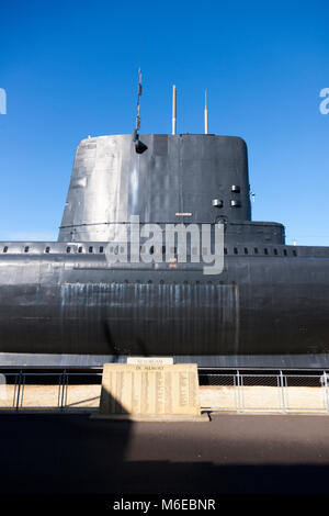 Fin voile de l'HMS Alliance : Royal Navy A-class, Amphion-classe ou d'un sous-marin de la classe l'Achéron : memorial & museum ship, Royal Navy Submarine Museum Gosport UK Banque D'Images