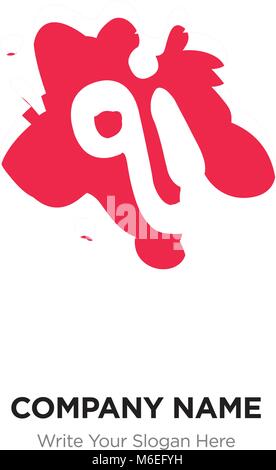 Résumé lettre iq ou qi logo design, modèle Alphabet noir lettres initiales Nom de l'entreprise concept. Télévision ligne mince segments reliés les uns aux autres Illustration de Vecteur