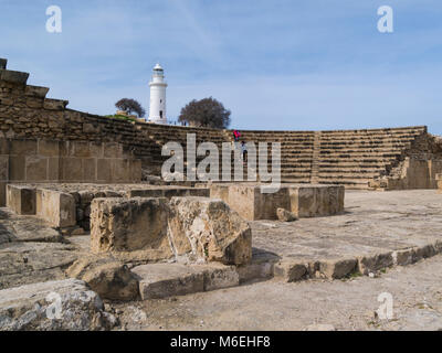 Demeure d'Odeon Theatre 1200 personnes Aen Parc archéologique de Paphos Kato Pafos Chypre Sud Phaphos maintenant utilisé pour le divertissement en plein air Banque D'Images