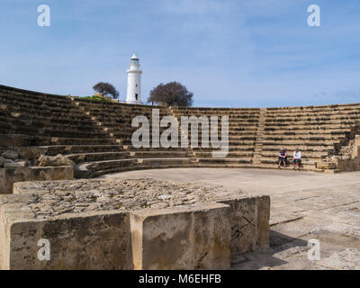 Demeure d'Odeon Theatre 1200 personnes Aen Parc archéologique de Paphos Kato Pafos Chypre Sud Phaphos maintenant utilisé pour le divertissement en plein air Banque D'Images