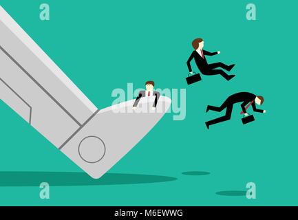 Beaucoup ont été licenciés de l'employé à partir de la tâche par l'IA robot, vector Illustration de Vecteur