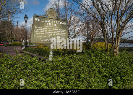 Plaque de bronze érigée sur la rue River dans Sanvannah Georgia USA Banque D'Images