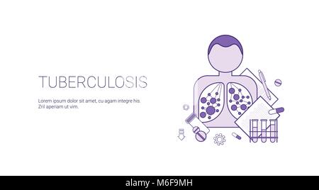 Les soins de la tuberculose et de la médecine de bannière Web Template Concept With Copy Space Illustration de Vecteur