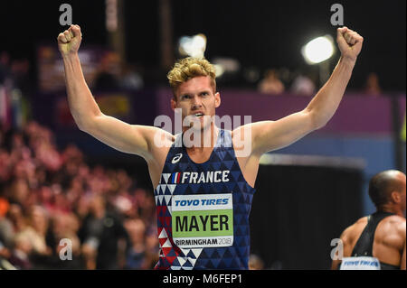 Birmingham, UK. Le 3 mars 2018. Kevin Mayer de France gagner de l'heptathlon à l'athlétisme en salle 2018 Championnat du monde, Birmingham, Angleterre. Ulrik Pedersen/CSM Crédit : Cal Sport Media/Alamy Live News Banque D'Images