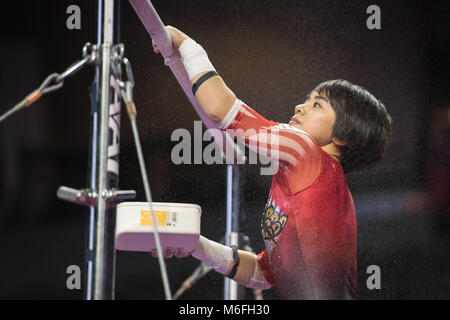 Hoffman Estates, Illinois, USA. 3e Mar, 2018. MAI MURAKAMI les craies les bars avant la rencontre tenue au Sears Centre à Hoffman Estates, Illinois. Credit : Amy Sanderson/ZUMA/Alamy Fil Live News Banque D'Images