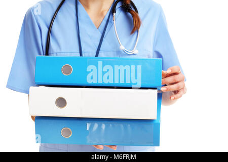 Femme médecin isolé sur fond blanc Banque D'Images