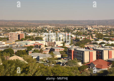 Une vue aérienne du centre de Windhoek, la capitale de la Namibie en Afrique australe Banque D'Images