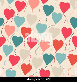 Modèle transparent avec des ballons en forme de cœur Illustration de Vecteur