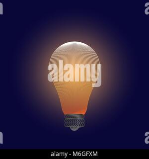 Une ampoule de feu de lignes et points, un point de connexion au réseau sur un fond bleu. Illustration Illustration de Vecteur