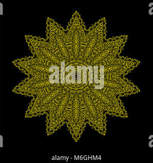 L'Islam, Arabe, Indienne, motifs ottomans. Ornement monochrome isolé sur fond sombre. Amulette de ethniques Mandala Banque D'Images