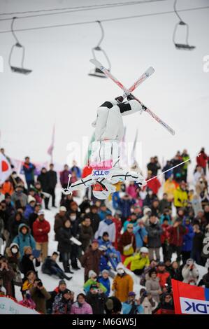 Tazawako, Akita, Japon. 4e Mar, 2018. Ikuma Horishima (JPN) Ski acrobatique : Ikuma Horishima du Japon en compétition lors de la Coupe du Monde FIS de Ski acrobatique Bosses Hommes dans Tazawako, Akita, Japon . Credit : Hiroyuki Sato/AFLO/Alamy Live News Banque D'Images