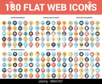 Icônes Web plat Illustration de Vecteur