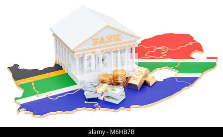 Système bancaire en Afrique du Sud concept. Le rendu 3D isolé sur fond blanc Banque D'Images