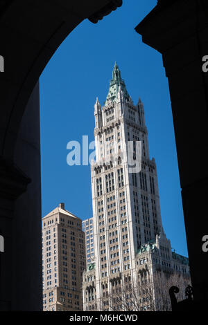 Le Woolworth Building est une icône historique dans le Lower Manhattan, NYC, USA Banque D'Images