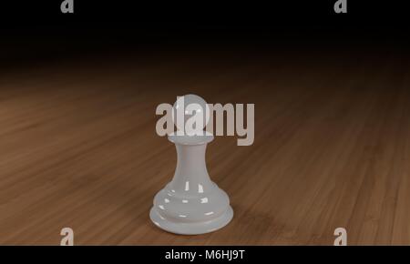 Gros plan d'une pièce d'échecs en bois blanc sur noir, avec en arrière-plan. Banque D'Images