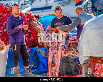 Le choc dans les filets de pêche sur l'île de Procida, Italie Banque D'Images