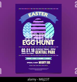 Chasse aux œufs de pâques modèle d'affiche en couleurs violet moderne Illustration de Vecteur