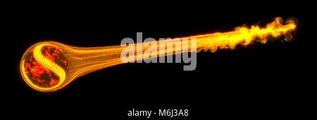 Flaming shot baseball puissant. 3d illustration. isolated on black Banque D'Images