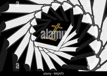 Saint livre, livre avec croix - vector pattern - noir et jaune, la Sainte bible, Illustration de Vecteur