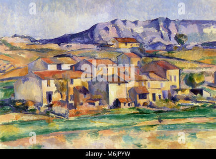 Mont Sainte Victoire et hameau près de Gardanne, Cézanne, Paul, 1888. Banque D'Images