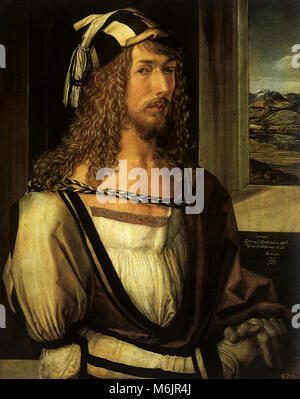 Autoportrait de Dürer, Albrecht Dürer,, 1498. Banque D'Images