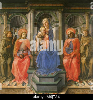 Madonna Enthroned avec quatre saints, Lippi, Filippino, 1450. Banque D'Images