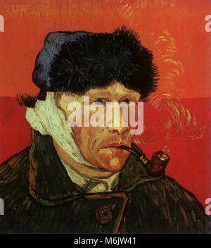 Autoportrait avec oreille bandée et tuyau, Van Gogh, Vincent Willem, 1889. Banque D'Images