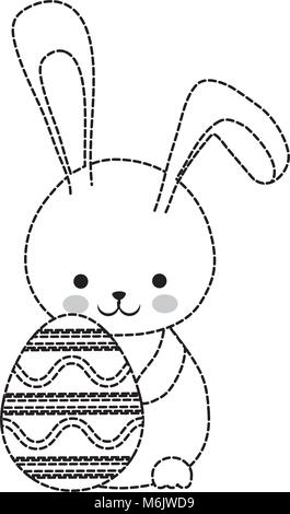 Lapin incolores et œuf de pâques avec des lignes et des lignes courbes sticker vector illustration Illustration de Vecteur