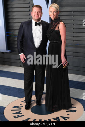 Cordon et Julia James Carey participant à la Vanity Fair Oscar Party qui a eu lieu à Beverly Hills, Los Angeles, USA. ASSOCIATION DE PRESSE Photo. Photo date : dimanche 4 mars 2018. Voir PA Story SHOWBIZ Oscars. Crédit photo doit se lire : fil PA Banque D'Images