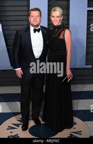 Cordon et Julia James Carey participant à la Vanity Fair Oscar Party qui a eu lieu à Beverly Hills, Los Angeles, USA. Banque D'Images