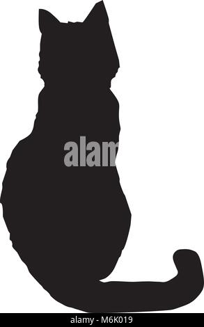 Silhouette de chat noir isolé sur fond blanc. Vector illustration. Clip art. Illustration de Vecteur