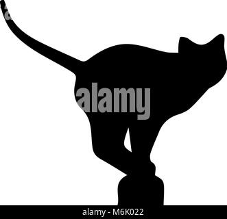 Une Silhouette En Noir Et Blanc D Un Chat Assis Bien Droit Et Se Tourna Vers Un Cote Dessin Couleur Ou De L Illustration Vectorielle Image Vectorielle Stock Alamy