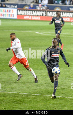 L'énergie, du stade Talen Chester, PA, USA. 3e Mar, 2018. Le MLS Philadelphia Union vaincre la nouvelle révolution de l'Angleterre 2-0 en leur saison d'ouverture à domicile Credit : Don Mennig/Alamy Live News Banque D'Images