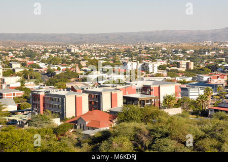 Une vue aérienne du centre de Windhoek, la capitale de la Namibie en Afrique australe Banque D'Images