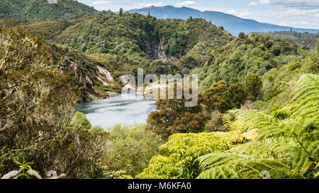 Lac d'eau chaude, la Vallée volcanique de Waimangu, Rotorua, Nouvelle-Zélande Banque D'Images