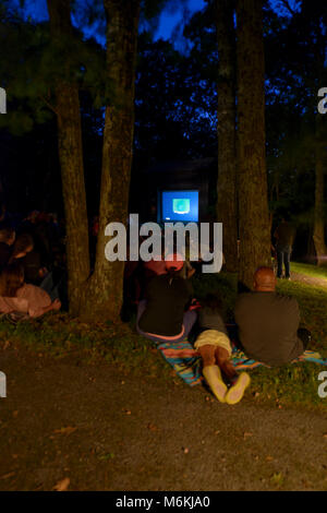 2017 Festival du ciel nocturne. Shenandoah National Park's 2017 Night Sky Festival a eu lieu du vendredi 18 août au lundi 21 août. Les activités comprenaient des visites, constellation portée solaire, affichage des programmes des Rangers juniors, et bien plus encore ! Le festival célèbre la nuit obscure du ciel et de la science qui nous aide à comprendre l'univers au-delà de notre planète Terre. Ce programme du soir a eu lieu le samedi 19 août à la Big Meadows Amphitheater. NASA Jet Propulsion Laboratory Système solaire l'Ambassadeur Greg Redfern est de donner le programme sur la vie des étoiles. Banque D'Images