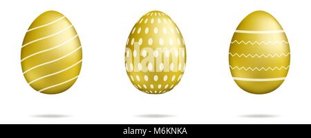 Pâques. Oeufs de Pâques en or avec l'ornement. Maison de vacances de Pâques ensemble des éléments de conception Illustration de Vecteur