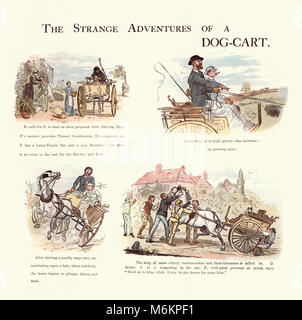 Caricature victorienne par Randolph Caldecott, d'étranges aventures d'un chien-voiture, par Randolph Caldecott Banque D'Images