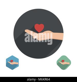 Icône avec le côté réaliste de donner coeur. Vector illustration. Illustration de Vecteur