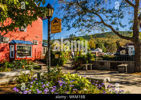 Pont de Shelburne Falls Fleurs  , Massachusetts, USA Banque D'Images